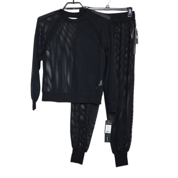 Blanc Noir Mesh Set Size Small Black Irie Cropped Jogger Poolside - Picture 2 of 5